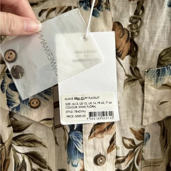 Zimmermann Aliane Floral Belted Linen Romper NWT - Picture 4 of 7
